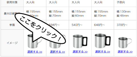 9種類のマグカップの中から希望のマグを選択する